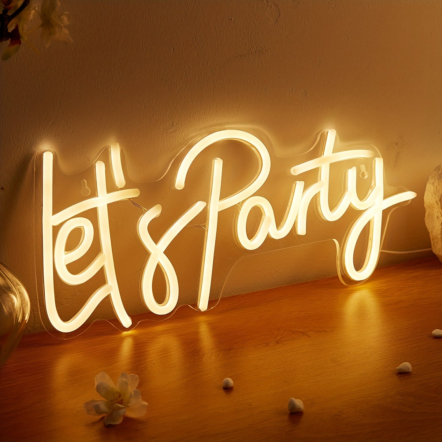 White LED Neon light sign for parties, USB powered for bedroom wall decoration. Great for festivals, weddings, and as a multipurpose decorative wall lamp.