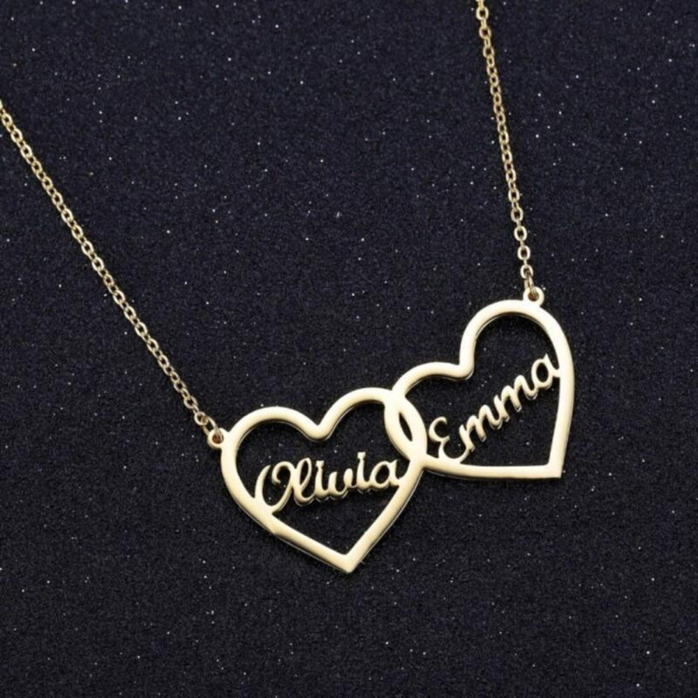 Personalized Interlaced Heart Necklace with Custom Couple Pendant - Includes 2 Names, Customized Necklace Pendant for Special Occasions like Christmas, Halloween, and Valentine's Day. Perfect Gift for Your Loved One.