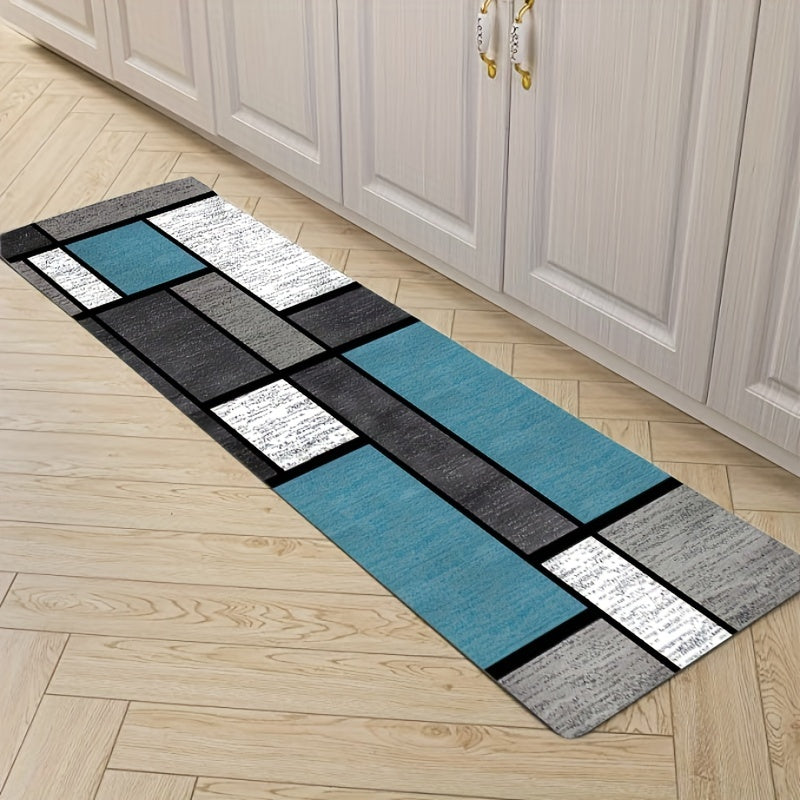 1pc Geometric Pattern Kitchen Rug - Absorbent, Non-Slip, Stain Resistant, Waterproof, Comfort Standing Mat for Living Room, Bedroom, Bathroom, Kitchen, Laundry, Office - Home Decor Runner