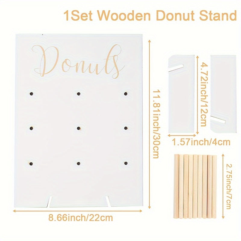 Wooden Donut Wall Stand - Perfect for Wedding Anniversaries, Birthdays, and Home Decor - Includes Dessert Shelf and Doughnut Storage Rack