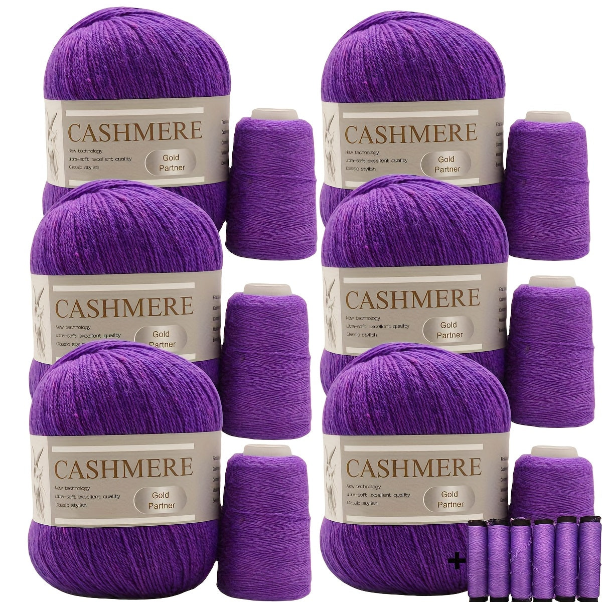 6 luxurious cashmere yarns for hand knitting and crocheting. Ideal for making sweaters, scarves, hats, shawls, cardigans, and gloves. High-quality, soft, warm, multicolored bundle in 10.58