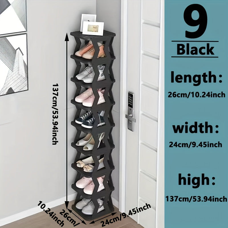 Folding Shoe Organizer with Multiple Tiers, Free-Standing Plastic Drying Rack for Home and Dorm Use. Ideal for Indoor Entryway Storage and Drying Shoes.