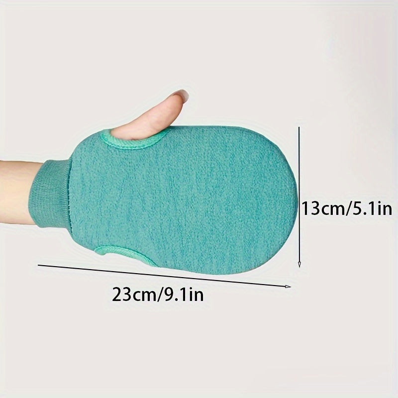 Exfoliating shower gloves for massage and body scrubs, double sided for thorough exfoliation.