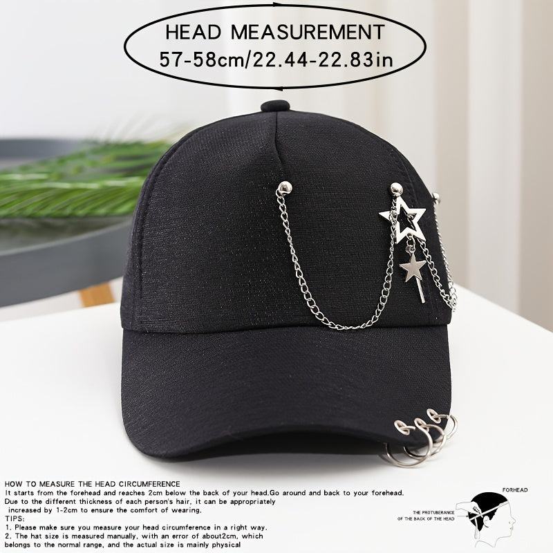 Women's baseball cap with star pendant, versatile outdoor headwear-great Eid gift.