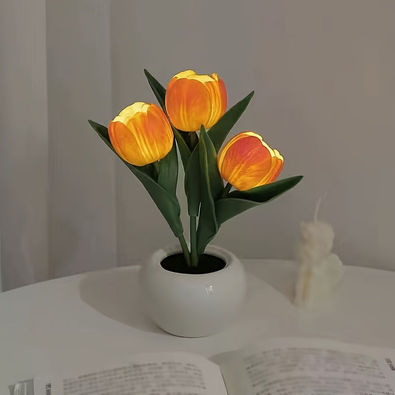 LED tulip night light is a romantic vase decoration for any room, USB powered for convenience. Perfect for creating an atmospheric ambiance in bedroom, living room, office, or for special occasions.