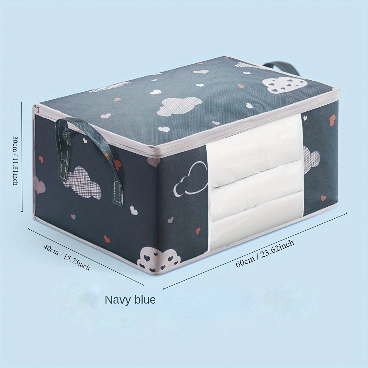 Extra Large Capacity Storage Bag 
- Features a clear window
- Made of durable fabric
- Moisture-proof
- Foldable design for easy storage
- Can be used as a clothes or quilt organizer
- Reinforced handles for added strength
- Helps keep your home wardrobe