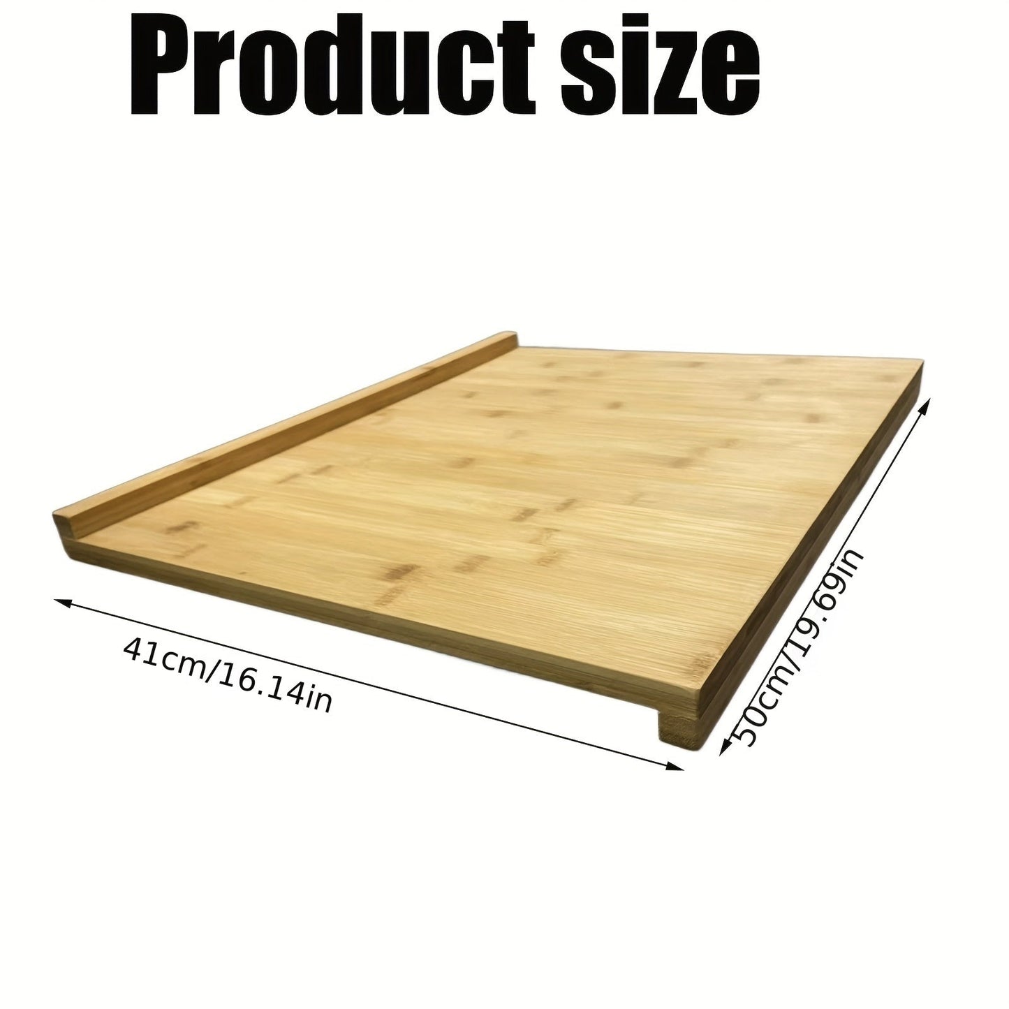 Large reversible bamboo pastry board for kitchen use, measuring 50.8x40.64cm with a countertop edge. Made of food-safe bamboo, perfect for cutting and preparing food on the kitchen counter.