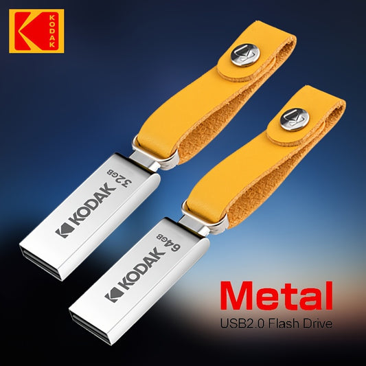 KODAK K122 USB 2.0 Metall Flesh Drayv zarbaga chidamli va 16GB, 32GB, 64GB va 128GB sig'imlarida mavjud.