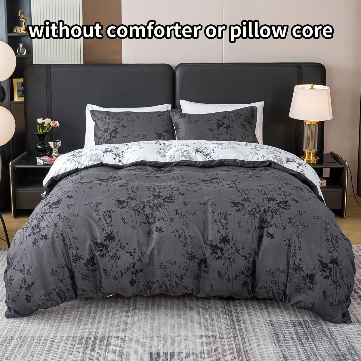 Luxurious Floral Print Polyester Duvet Cover Set includes one duvet cover and two pillowcases (core not included). This all-season bedding set is soft, comfortable, and breathable, perfect for bedroom, guest room, or dorm use.