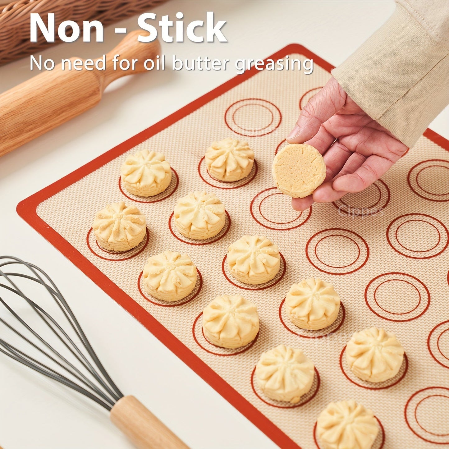 Top-quality Silicone Baking Mat measuring 41.91cm x 29.46cm - Non-Stick, Eco-Friendly & Heat Resistant for Flawless Macarons, Cookies, Breads | Effortless to Clean, Long-Lasting Kitchen Essential