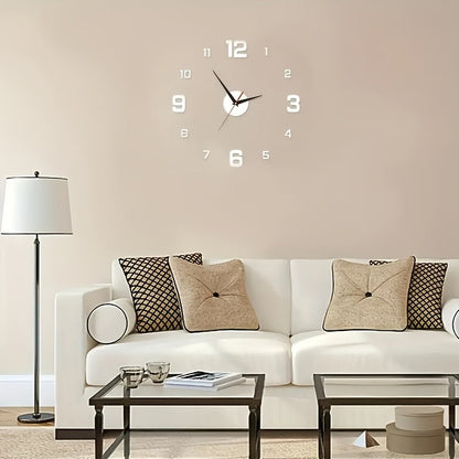 Modern 3D Digital Wall Clock with Silent Operation and Adjustable Size, Battery Operated Mechanical Clock with Illuminated Display for Living Room and Bedroom. AA Battery Required.