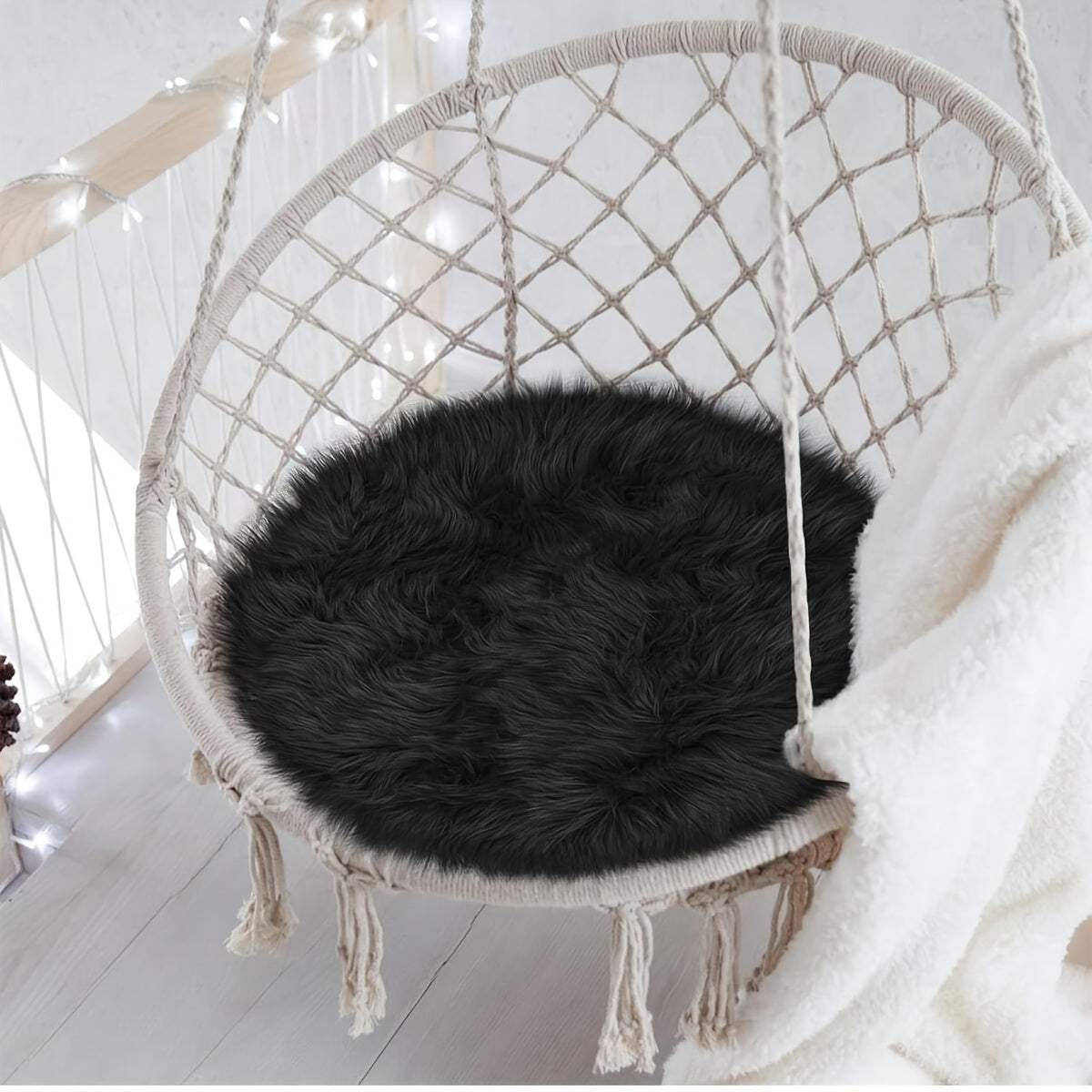 Soft and cozy faux fur chair cover, ideal for adding a touch of luxury to your living room or bedroom décor.