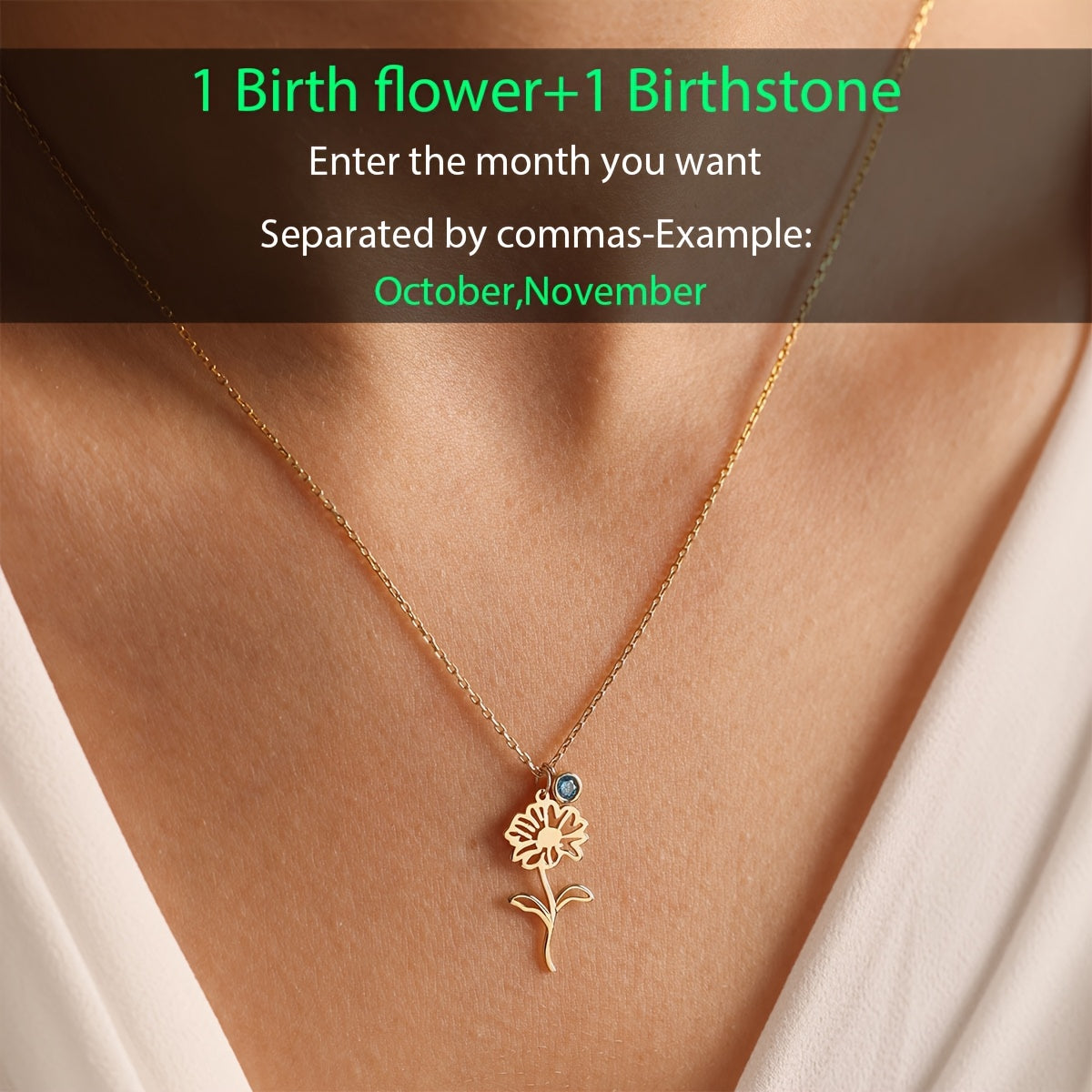 Customize your own Birth Flower Pendant Necklace for Women, crafted with 18K Gold Plated Stainless Steel. Add a Birthstone to create a unique piece. Its elegant and simple style makes it the perfect gift for any occasion, whether it be daily wear or