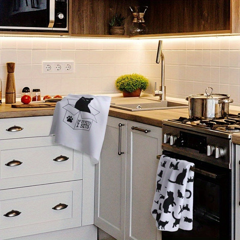 These comical cat-themed kitchen towels measuring 45.72X66.04 cm are ideal for housewarming, birthdays, and Christmas. They are absorbent dish towels that make a charming gift for those who adore pets.