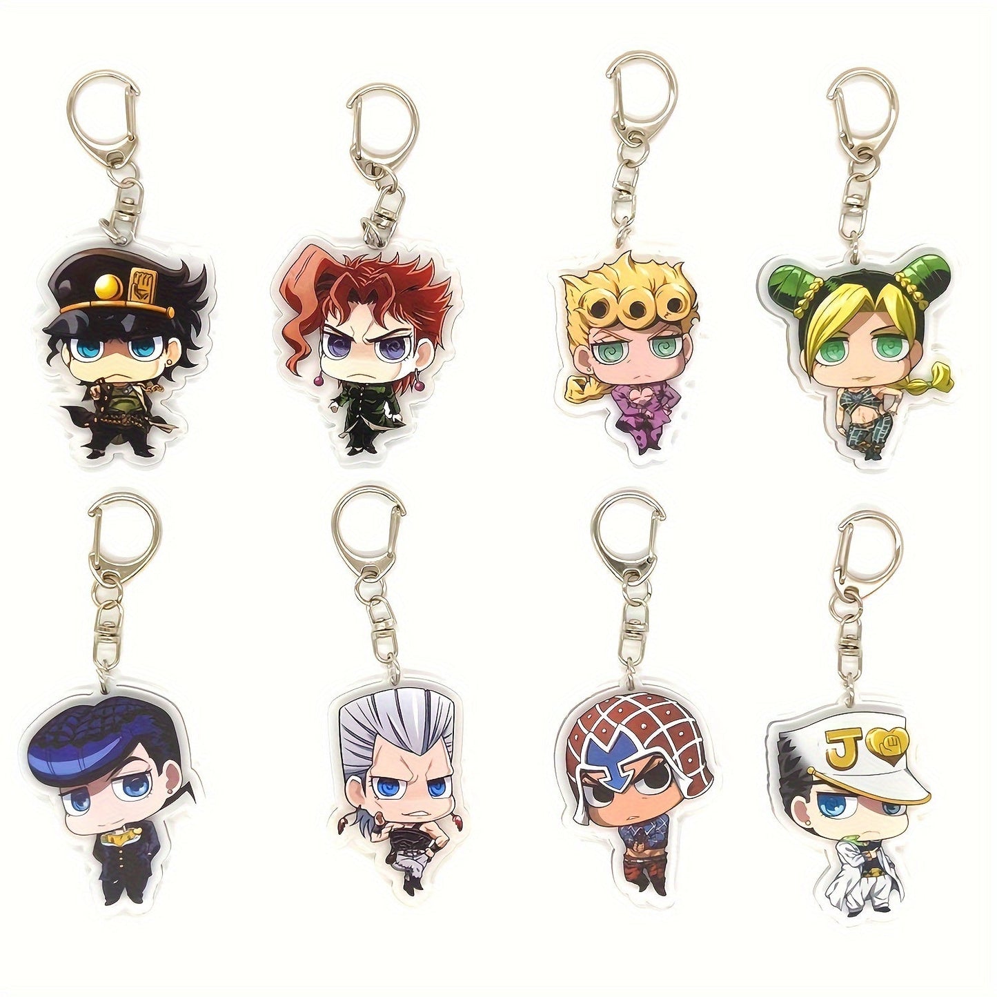 Set of 8 Anime-Inspired Acrylic Keychains - Adorable Bag Charms, Stylish Keyring Pendants, Unique Collectibles, Key Chains for Cars - Perfect for Birthday Presents and Anime Enthusiasts