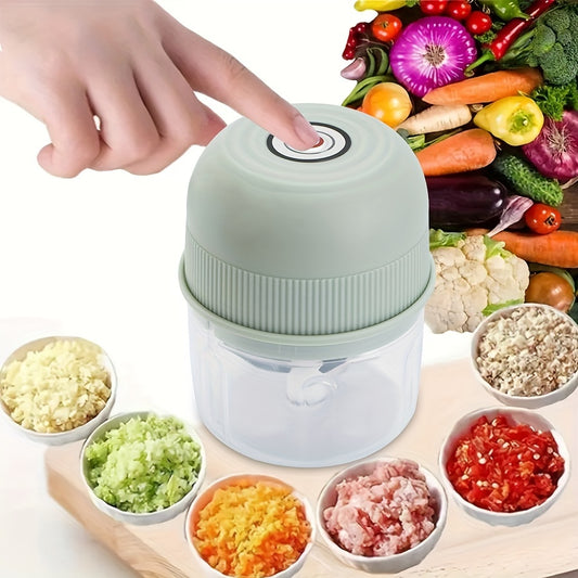 MIGUAN 250ml USB Rechargeable Mini Garlic Chopper with Stainless Steel Blade for Safety and Durability with Ginger & Vegetables