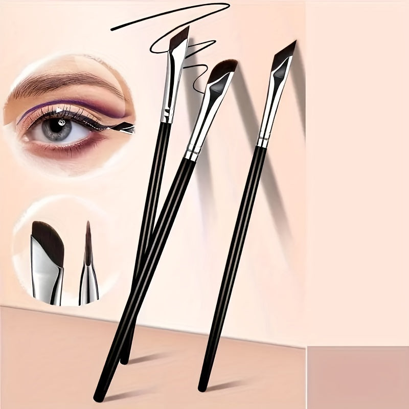 5-piece eye makeup brush set for precise application: includes angled eyeliner, sickle, and brow brushes.