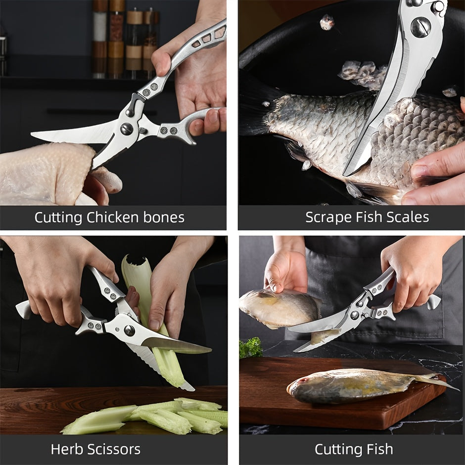 Powerful and versatile, the Home Kitchen Multi-functional Chicken Bone Scissors are strong, durable, and designed for cutting through tough chicken bones with ease. The powerful shear has a strong rebound for efficient cutting, making it perfect for