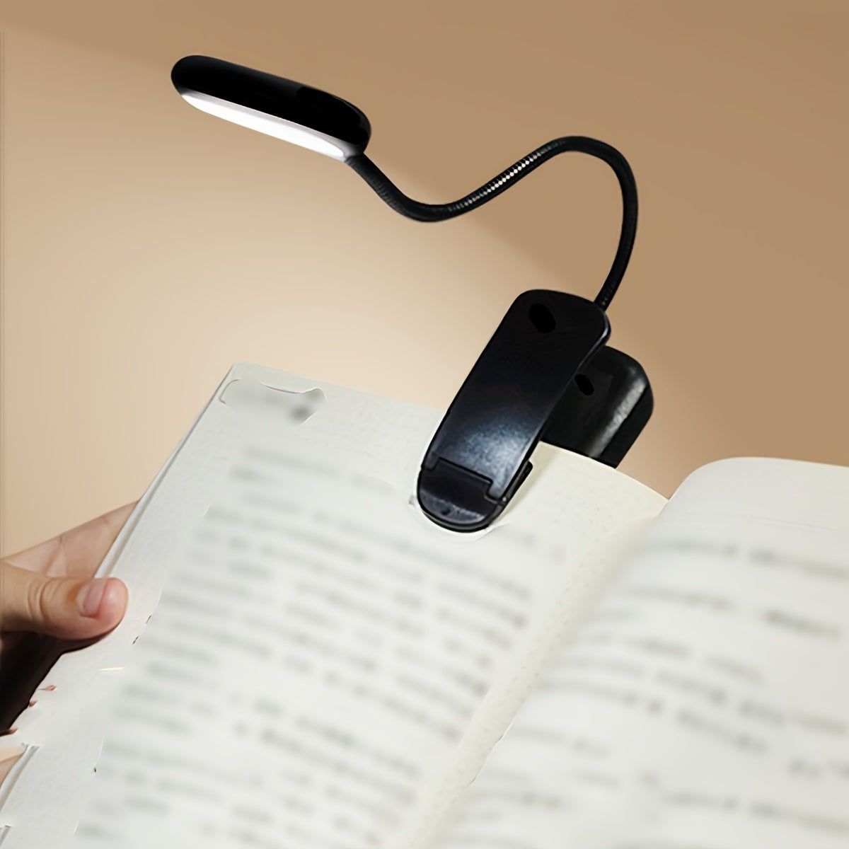 Portable book light with clip, Adjustable arm reading lamp for night reading, desktop or bed reading, night lighting, and camping.