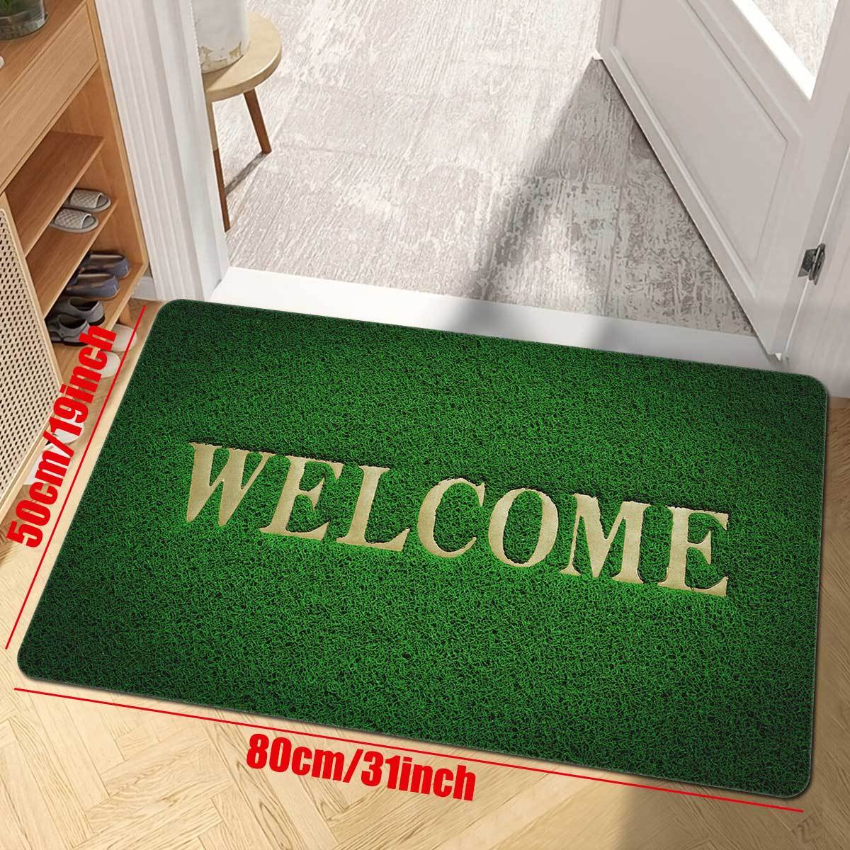 Welcome guests with our Green Grass Print Doormat, featuring a non-slip absorbent polyester floor mat that is machine washable. Perfect for any room in your home, including the living room, bedroom, bathroom, and kitchen for added home decor.