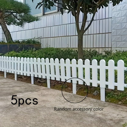 White PVC Plastic Decorative Fence - 5-Pack for Outdoor & Indoor Garden Edging