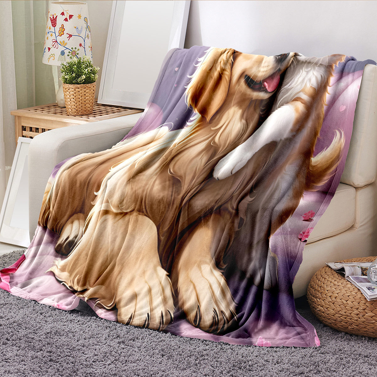 Soft and lightweight Cozy Kitten & Puppy Cuddle Flannel Throw Blanket perfect for sofa, bed, travel, camping, or office chair. This all-season, hypoallergenic blanket is warm and comfortable.