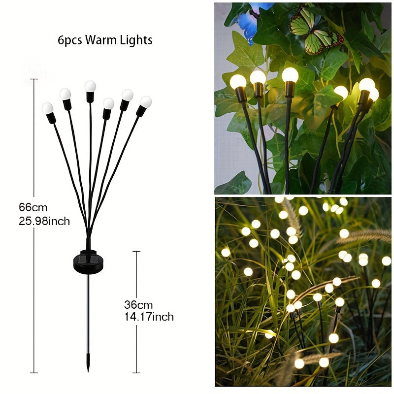 6/8/10 Solar Lawn Lamps with Wind-Driven LED Firefly, Garden Festival Decoration