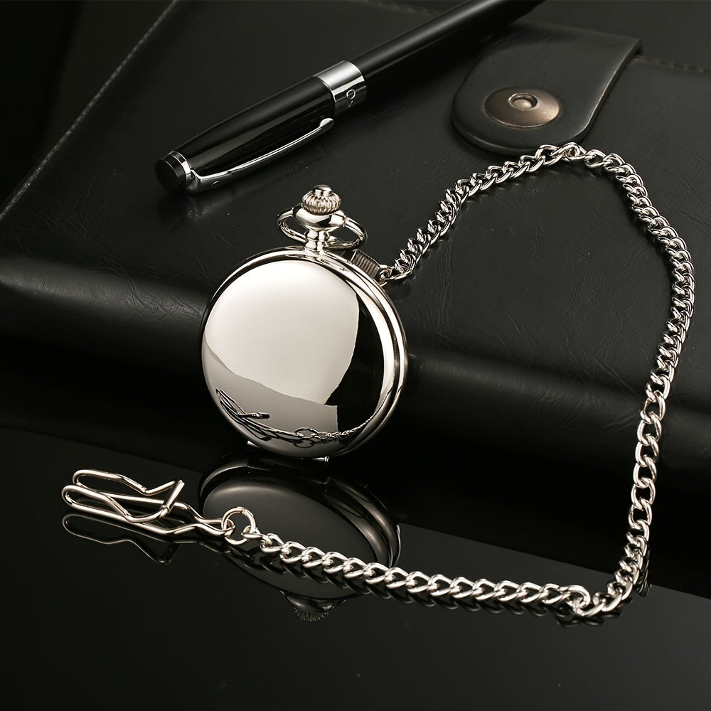 Classic Pocket Watch Set with 37cm Chain and Pendant, Made of Durable Mild Steel, Features Quartz Movement, Roman Numerals on Dial, Perfect Gift Idea for Any Occasion.