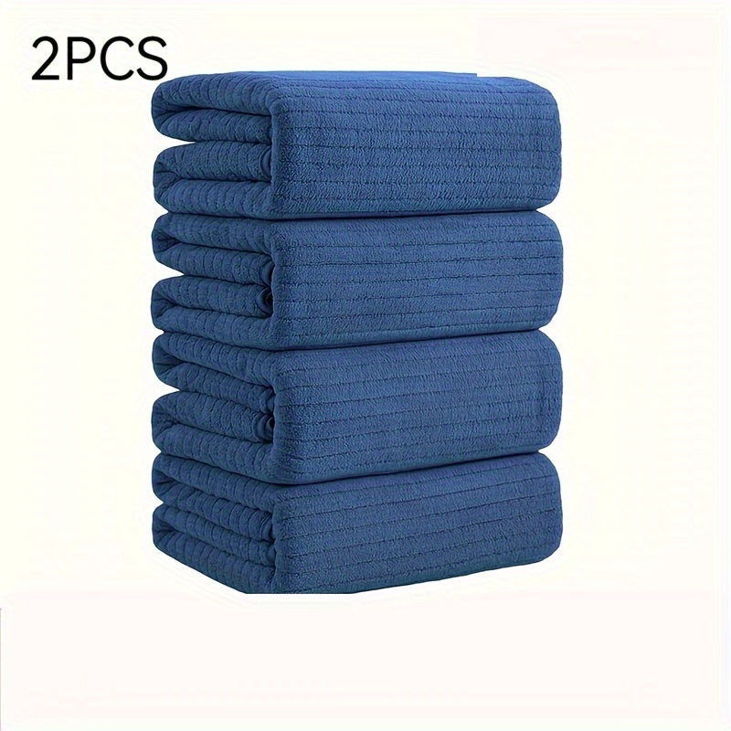 Set of 2 oversized microfiber bath towels - super absorbent, quick drying, perfect for family and friends