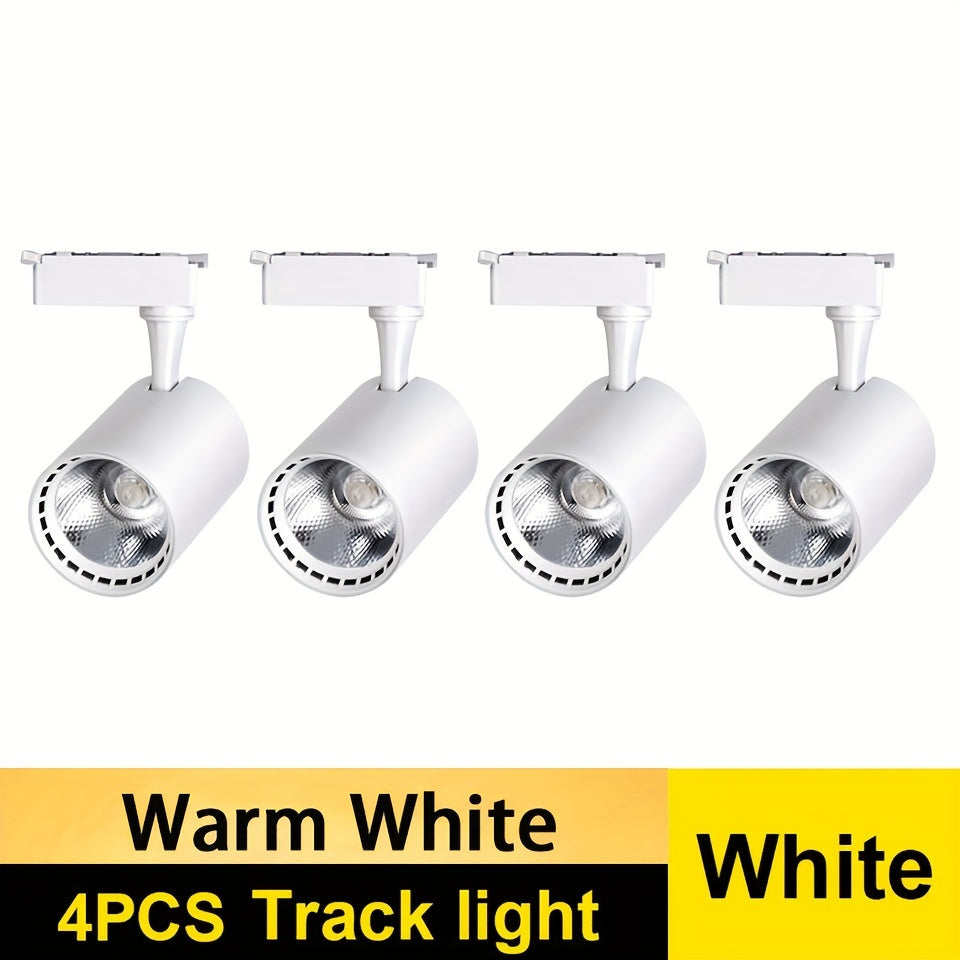 4-piece set of LED track lights in 12W, 20W, 30W, and 40W for store and home use.