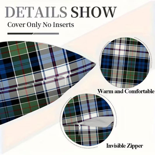 Set of 2 Clan Colquhoun Tartan Pillow Covers, measuring 30.48x50.8 cm each. Made of double-sided short plush print polyester, these decorative cushion cases are perfect for both sofa and bedroom decor. Item code: DIJIULU7107.