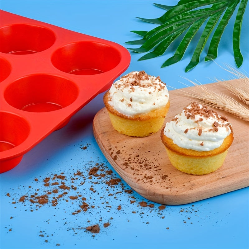 One piece of nonstick BPA free cupcake pan made from silicone, featuring 12 cups and measuring 32.51cm x 24.38cm. This regular size silicone mold is perfect for baking and a must-have kitchen gadget and accessory.