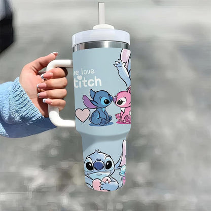 40oz stainless steel tumbler with insulated stitch design. Leak-proof with lid and straw. Ideal for special occasions. Fits car cup holder.