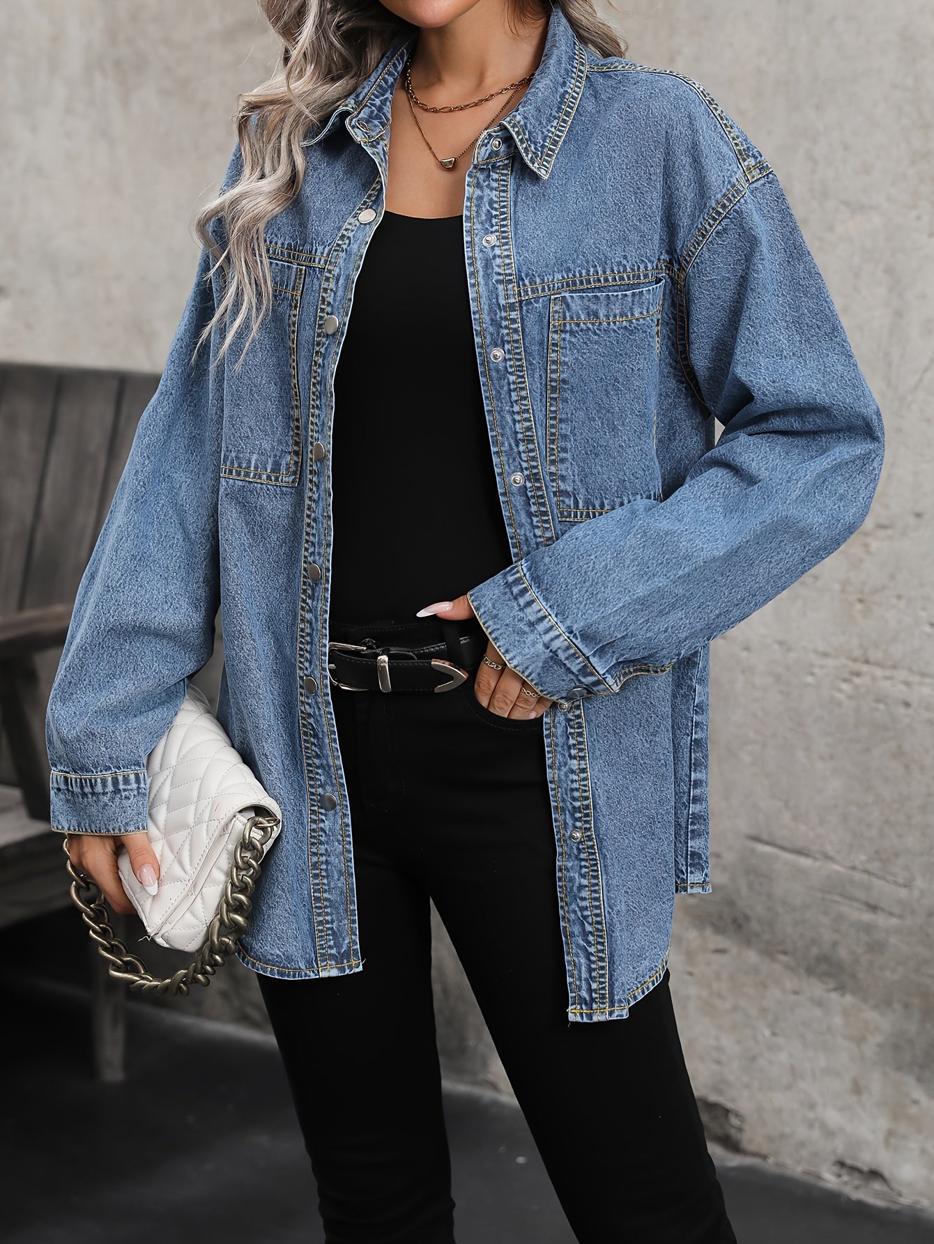 Women's denim shirt fashion top