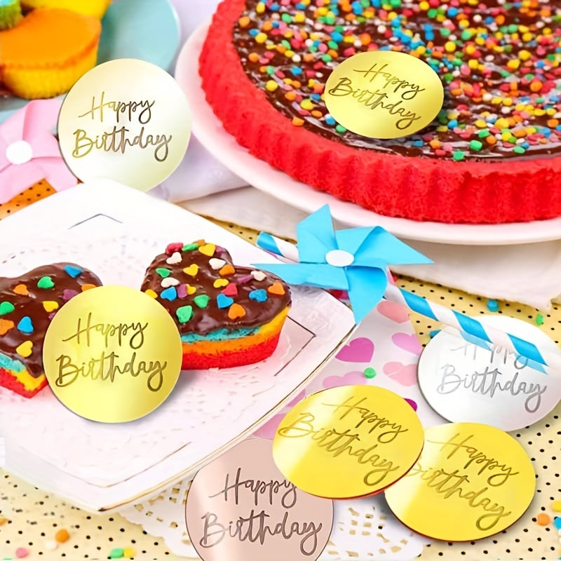 30 Happy Birthday Cake Topper made of mirror acrylic for DIY cupcake decoration and baking decor. Ideal for birthday parties and dessert table.