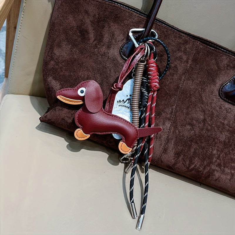 Fashionable Braided Nylon Rope Dachshund Dog Keychain for Car Keys - Creative Bag Pendant Ornament