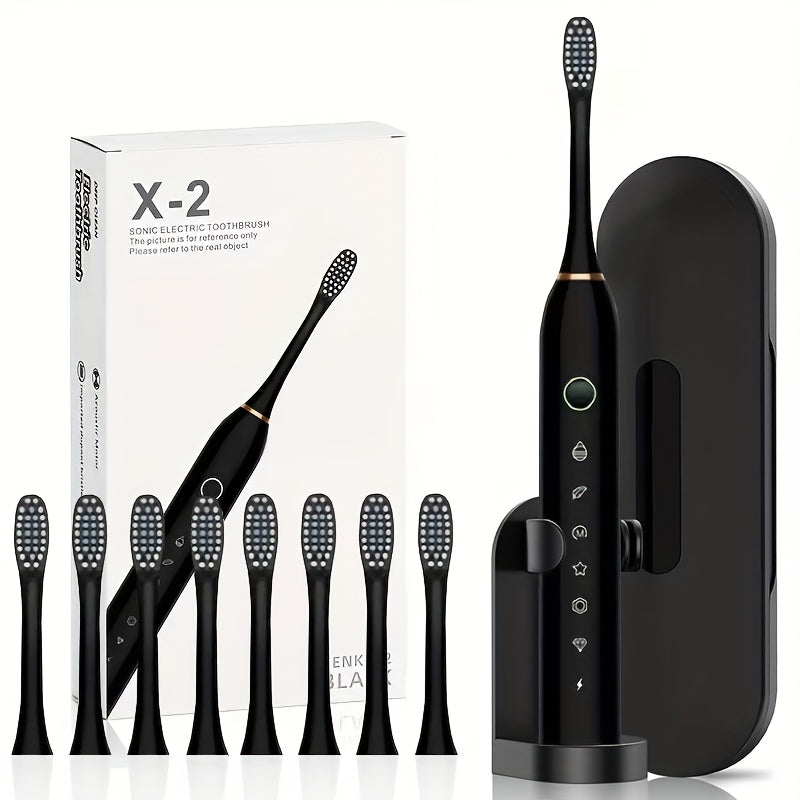 Adults' Smart Sonic Rechargeable Toothbrush whitens and cleans teeth automatically.