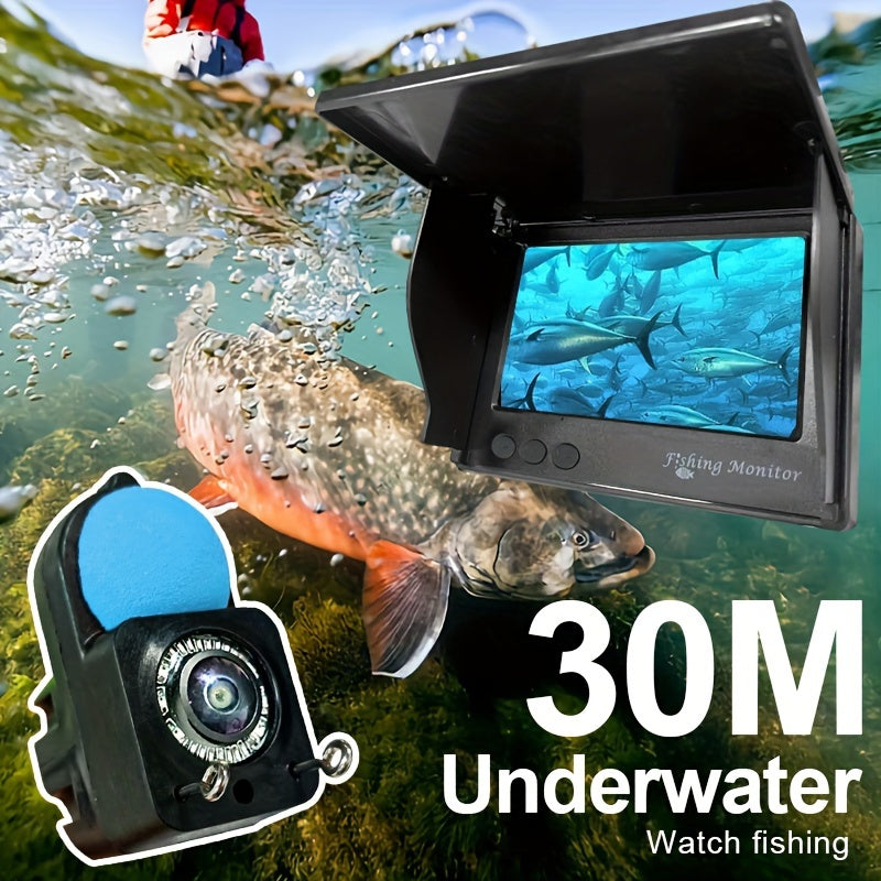 New 4.3-inch underwater fish finder features high-definition display, night vision, and camera for viewing fish at the bottom - ideal for fishing.