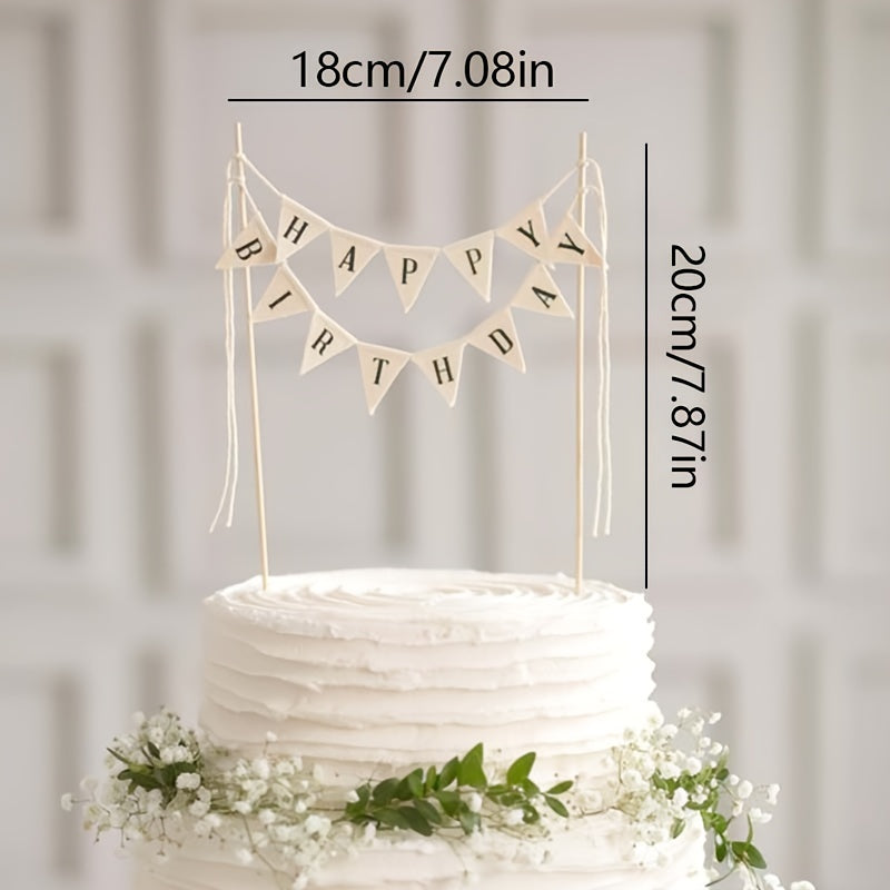 1pc Birthday cake topper with blessing words for party decoration.