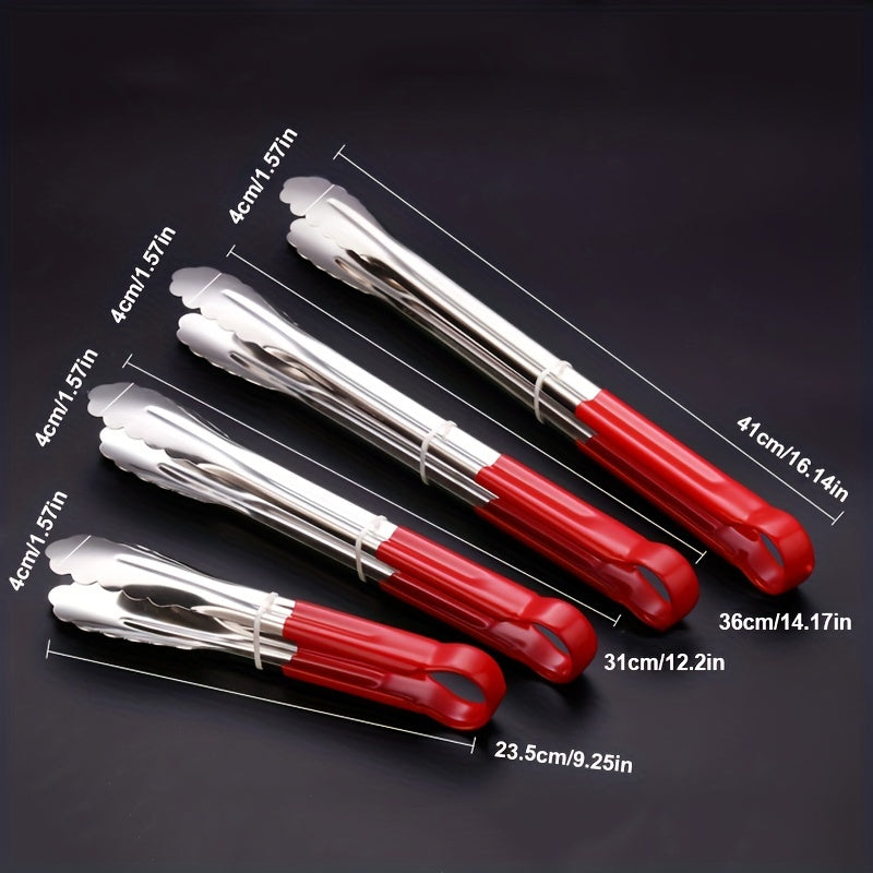 1 pc Stainless Steel Tongs for BBQ and serving. Non-slip and multi-functional. Great for grilling and buffet. Kitchen essential.