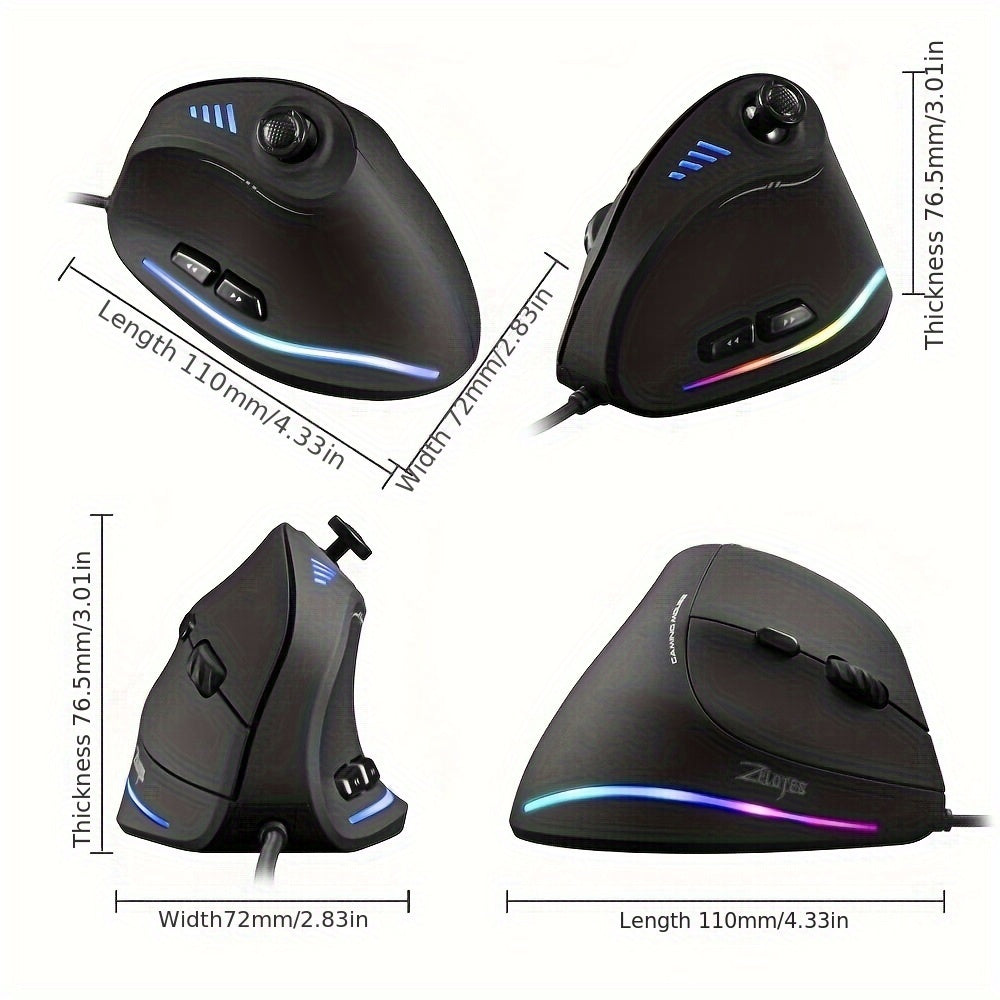 JOMAA Wired Gaming Mouse with Hexagonal Shape, Adjustable Wall Mount, ABS Material, 11-Key Programming, for PC.