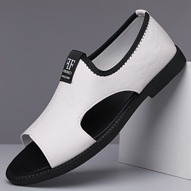 Men's slip-on open toe sandals for spring and summer walking and traveling, with non-slip design.