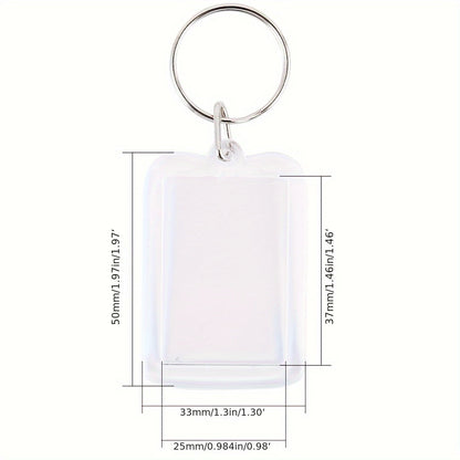 Set of 100 Acrylic Photo Keychains - Clear, Double-Sided Picture Holders with Split Rings for DIY Crafts and Gifts