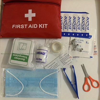 27pc Family & Outdoor First Aid Kit - Scissors, Tweezers & More - Ideal for Campus, Exploration & Disaster - Portable & Durable Travel Size