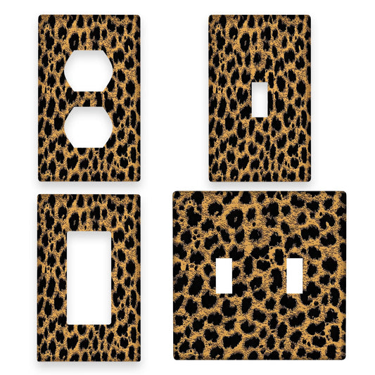 Leopard Print Unbreakable Thermoplastic Light Switch Cover for Indoor/Outdoor Use - Ideal for Bedroom, Kitchen, Bathroom Decor