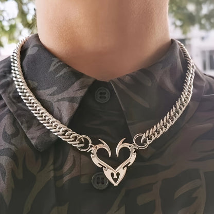 [Trendy Pick] Titanium Steel Punk Rock Hollow Flame Heart Pendant Necklace - Minimalist Y2K Jewelry