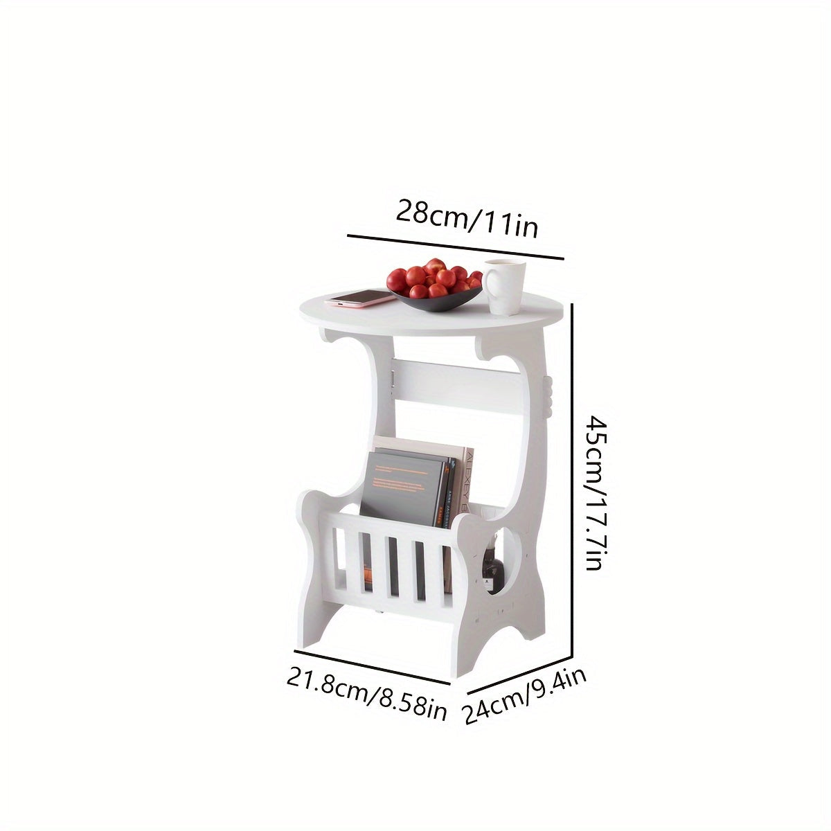 Portable Mini Bedside Cabinet - Compact Round Table in White, Ideal for Travel and Home Use. Perfect for Displaying Jewelry and Packaging, Multi-functional Stand for Crafts and Accessories.