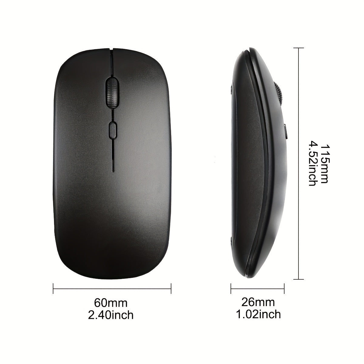 Ergonomic wireless mouse ideal for laptops with 2.4Ghz USB receiver for office or gaming.