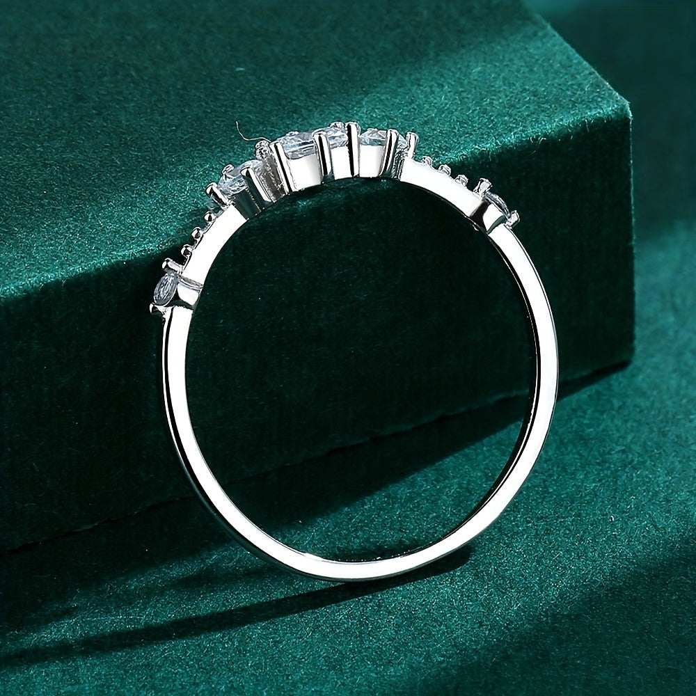 Dazzling Zirconia Inlaid Ring Made of 925 Sterling Silver - Perfect for Everyday Wear and Special Occasions, a High-Quality Gift for Women's Birthday