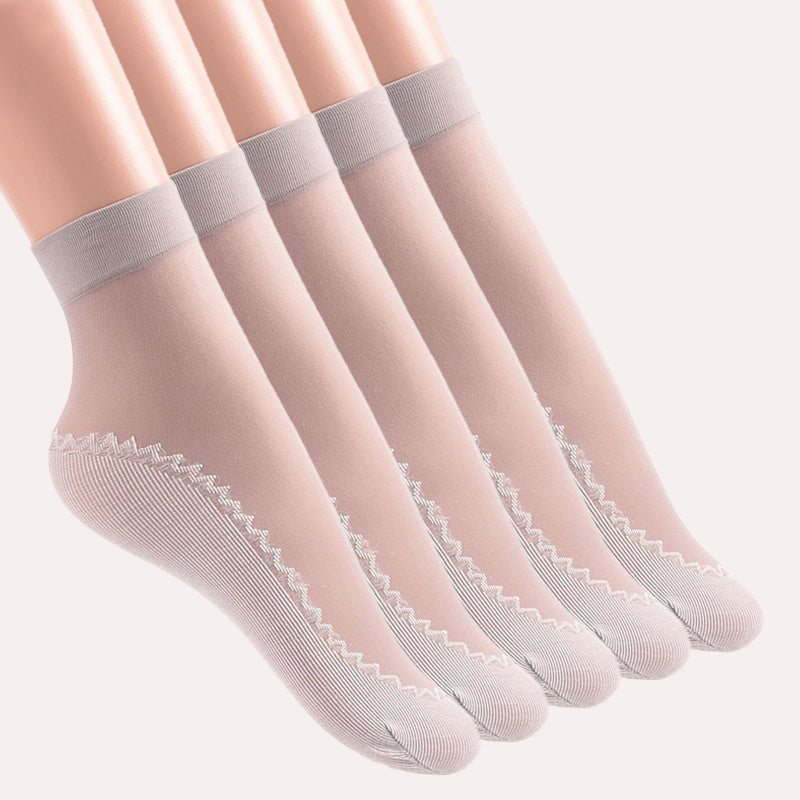 5 sets of lace mesh socks, thin, breathable, anti-snag, non-slip, women's stockings & hosiery.